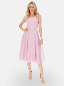 Koktajlowa sukienka różowa z gorsetem L'AF Rokko