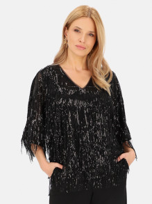 Kimonowa bluzka z cekinowymi troczkami L'AF Moris