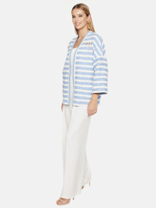 Bawełniana marynarka damska bez zapięcia w paski L'AF Marisa