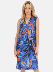 Niebieska lniana sukienka w liście L'AF Betta