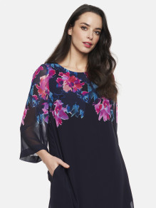 Granatowa zwiewna sukienka w kwiaty Potis & Verso Noelia