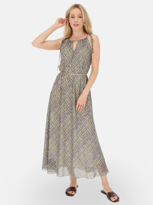 Wzorzysta elegancka sukienka maxi z łańcuszkiem L’AF Vega
