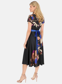 Czarna sukienka z kwiatowym nadrukiem Potis & Verso Klarisa