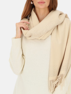  Beżowy szal z wełną i kaszmirem z kryształkami Potis & Verso