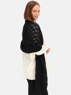  Czarny ażurowy wełniany szal Potis & Verso