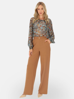  Brązowe dzianinowe spodnie damskie na gumce L'AF Billy