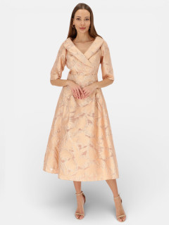  Morelowo-złota sukienka midi wizytowa L'AF Marcela