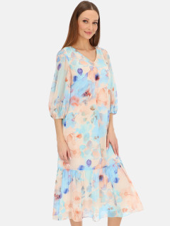  Błękitna sukienka w kwiaty z paskiem L'AF Arleta