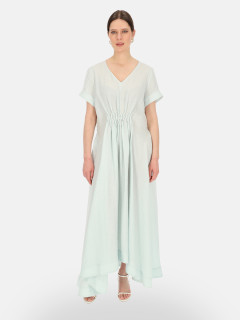  Błękitna letnia sukienka maxi z marszczeniem EyeForFashion