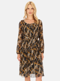 Czarno-musztardowa wzorzysta sukienka L'AF Alis