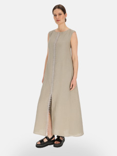  Szara lniana sukienka maxi Eye For Fashion