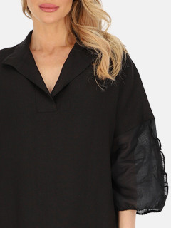  Czarna bluzka damska oversize lniana Eye For Fashion
