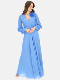  Błękitna sukienka wieczorowa z broszką L'AF Sweet