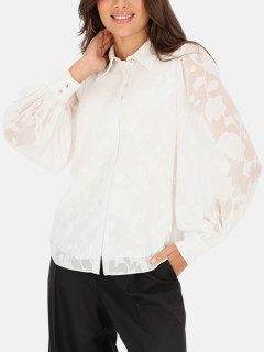  Biała koszula damska w kwiaty z efektem devore L'AF Uno