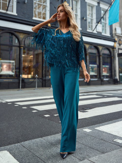  Turkusowe spodnie z prostą nogawką L'AF Moris