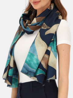  Kolorowy szal z wiskozy z liściastym wzorem Potis & Verso