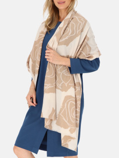  Beżowy szal damski w róże Potis & Verso