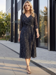  Czarna sukienka w drobny niebieski wzór Potis & Verso Maren