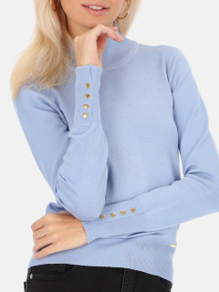  Błękitny gładki sweter z półgolfem L'AF Beri