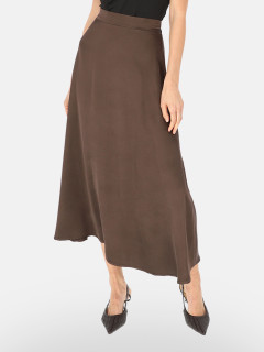  Rozkloszowana brązowa spódnica satynowa L'AF Mila