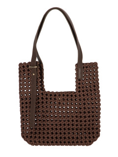  Pleciona brązowa torebka damska typu mini shopper bag L’AF