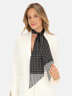  Czarno-biała apaszka wąska w grochy i paski Potis & Verso