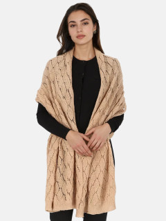  Brązowy ażurowy wełniany szal Potis & Verso