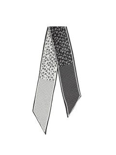  Czarno-biała wąska apaszka damska w grochy i paisley Potis & Verso