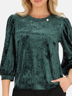  Zielona bluzka z bufiastymi rękawami welurowa L'AF Perla