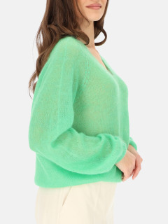  Zielony sweter damski moherowy z dekoltem V L’AF Rey