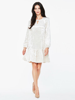  Welurowa sukienka ecru z falbanką L'AF Martyna