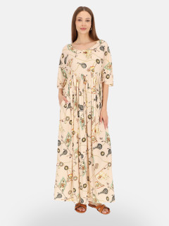  Sukienka maxi z wiskozy w beżowy print L’AF Daisy