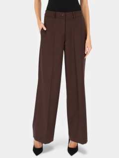  Damskie szerokie spodnie garniturowe brązowe L’AF Ross