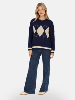  Granatowy sweter damski w romby L’AF Flawia