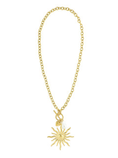  Naszyjnik w złotym kolorze z zawieszką słońca i perły L’AF