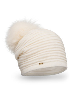  Biała czapka w prążek z pomponem L'AF Monte