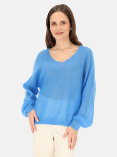  Niebieski sweter damski moherowy z dekoltem V L’AF Rey