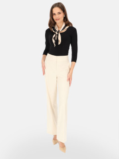  Spodnie damskie eleganckie kremowe z szeroką nogawką L’AF Lina