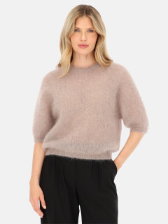  Szaro-beżowy sweter moherowy damski L’AF Maya