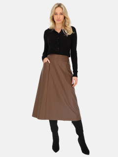  Brązowa trapezowa spódnica z kieszeniami L'AF Bruno