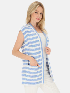  Bawełniana biało-niebieska kamizelka damska w paski L'AF Marisa