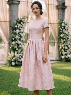  Elegancka różowa pudrowa sukienka midi L'AF Gween