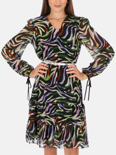  Kolorowa sukienka midi z paskiem L'AF Eda