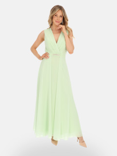  Pistacjowa sukienka maxi z ozdobnym paskiem L’AF Werita