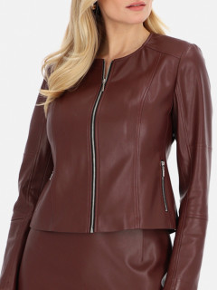  Elegancka bordowa kurtka damska z eko skóry L'AF Mirel