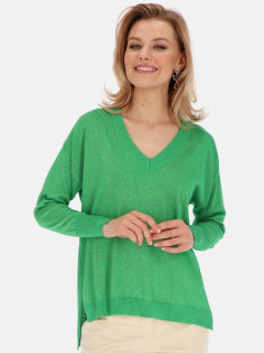  Zielony połyskujący sweter z wydłużonym tyłem L'AF Bela