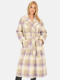  Płaszcz damski z tkaniny boucle w kratę Smashed Lemon 24556