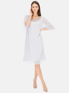  Szara sukienka z ozdobnym dekoltem Potis & Verso Agat