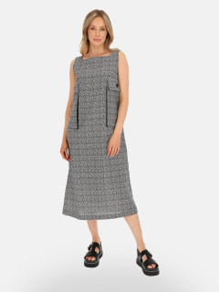  Czarno-biała bawełniana sukienka midi z kieszeniami EyeForFashion
