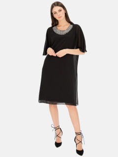  Czarna sukienka z ozdobnym dekoltem Potis & Verso Agat